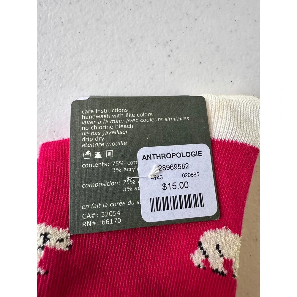 Anthropologie Tintoretta Polar Bear Pink Cotton Blend Crew‎ Socks NWT One Size